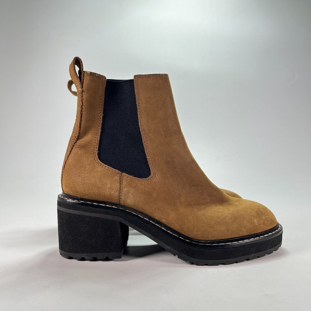 Madewell The Carina Burled Wood Brown Suede Platform Chelsea Boots Women's Sz 7